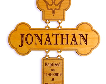 Personalized Baptism Gift for Boy from Godmother - Girl Christening Gifts - Engraved Cross, GDB3