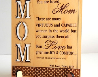 Birthday Gift for Mom from Daughter - Son - Personalized Mother's Day Plaque - Christmas Gifts, PLM008