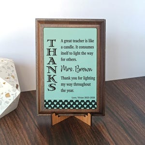 Personalized Leather Plaque Teacher Appreciation Gift, PLT012