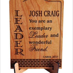 Leadership Gift Gifts for Leader Supervisor Thank you Gift Personalized Boss Birthday Plaque, PBA002 image 3