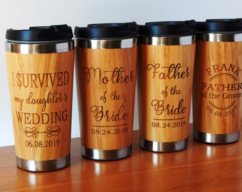Engraved Mother and Father of the Bride Gift: Custom Travel Tumbler