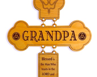 Grandpa Christmas Gift - Gifts for Grandfather - Personalized Father's Day Wall Cross