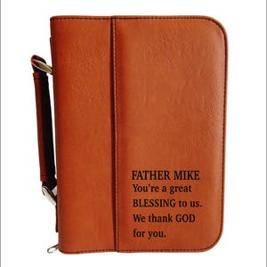 Engraved Bible Case Gift for Catholic Priest |  Religious Gifts for Men | Custom Birthday Bible Cover Personalized Christmas Gifts, BCL035