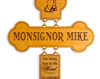 Monsignor Catholic Gift - Gifts for Priest Personalized - Religious Appreciation Cross - Birthday Crosses GDPA02