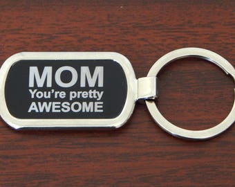 Personalized Keychain for Mom - Engraved Men Key chain - Mothers Day Gift from Daughter - Son, KLM018