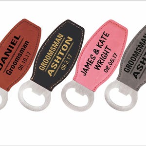 Groomsmen Gift Bottle Opener Personalized Leather Openers with Magnet Gift for Groomsman, LBO001 image 2