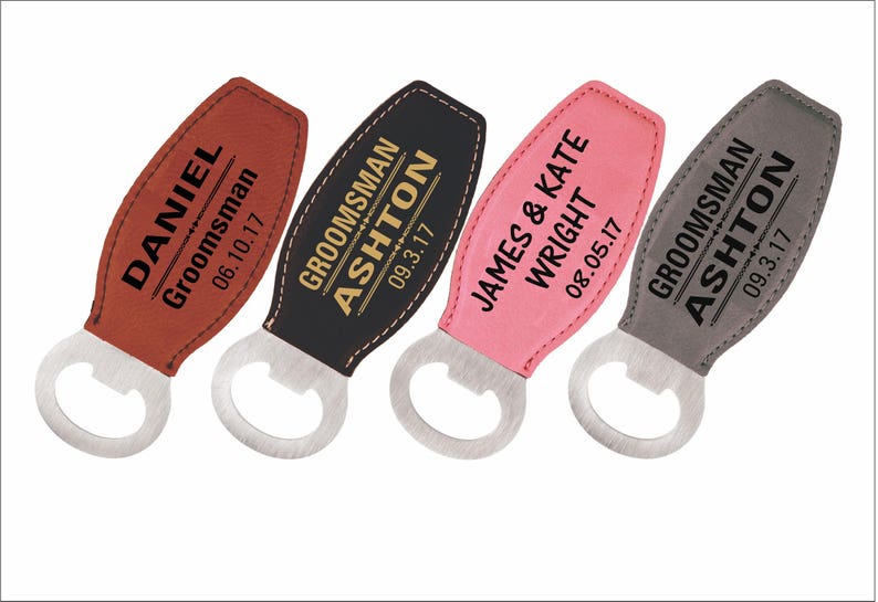 Groomsmen Gift Bottle Opener Personalized Leather Openers with Magnet Gift for Groomsman, LBO001 image 2