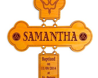 Baby Girl Gift for Baptism - Christening Gifts - Personalized Goddaughter Wood Wall Cross, GDB3