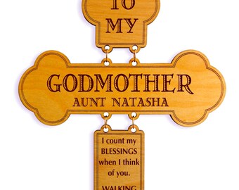 Godmother Gift for Mother's Day - Christmas Gift from Godchild - Goddaughter - Personalized Baptism Cross GDMA2