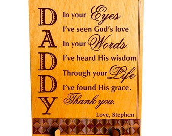 Father's Day Gifts for Daddy - Birthday Gift Personalized - Christmas Plaque from Son - Daughter, PLD002