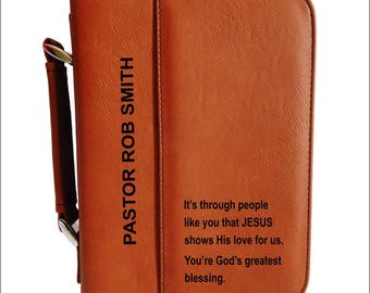 Birthday Gift for Pastor - Wedding Gifts - Appreciation Bible Cover -  Engraved Thank You Gift, BCL004