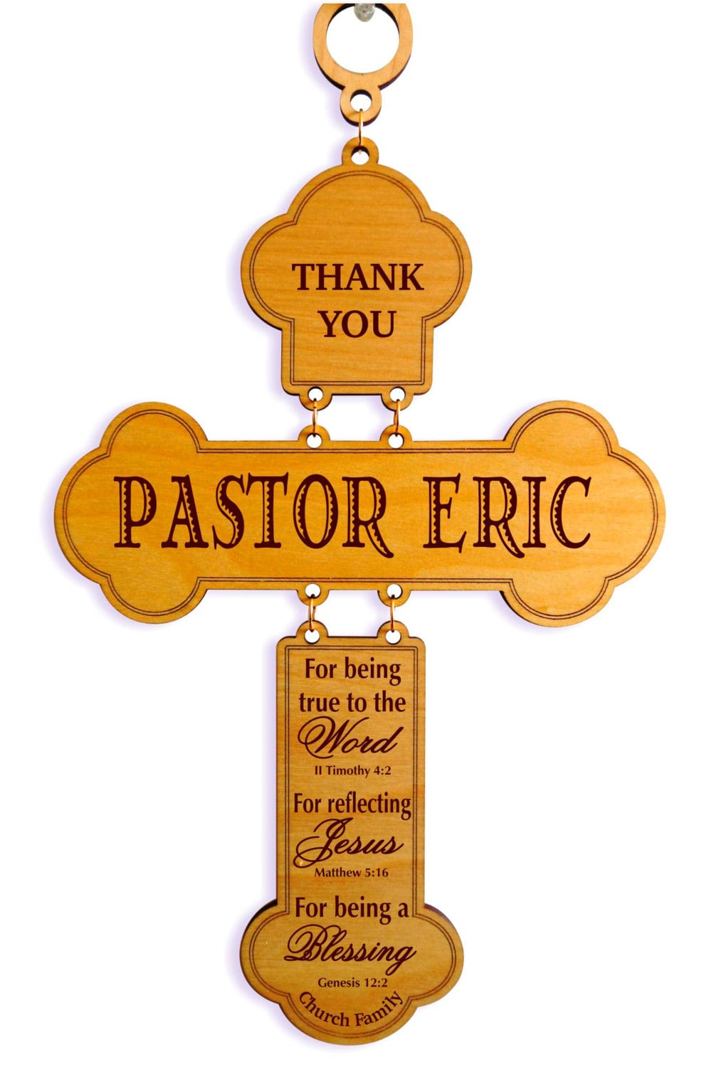 Personalized Wood Cross Gift for Pastor | Father's Day Gifts for Priest | Ordained Minister Gift | Custom Thank you Gift GDPA02