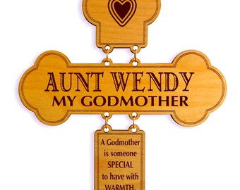 Personalized Cross for Godmother - Christmas Godparent Gift from Godson - Goddaughter - Birthday Gifts