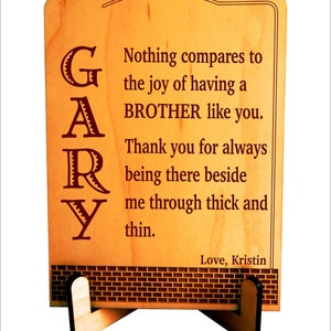 Unique Gift for Brother Gifts for Birthday Personalized Christmas Plaque from Sister, PLB019 image 2