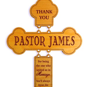 Wedding Officiant Gift Gifts for Officiant Personalized Wedding Thank You Cross Wedding Gift for Pastor, DWO001 image 1