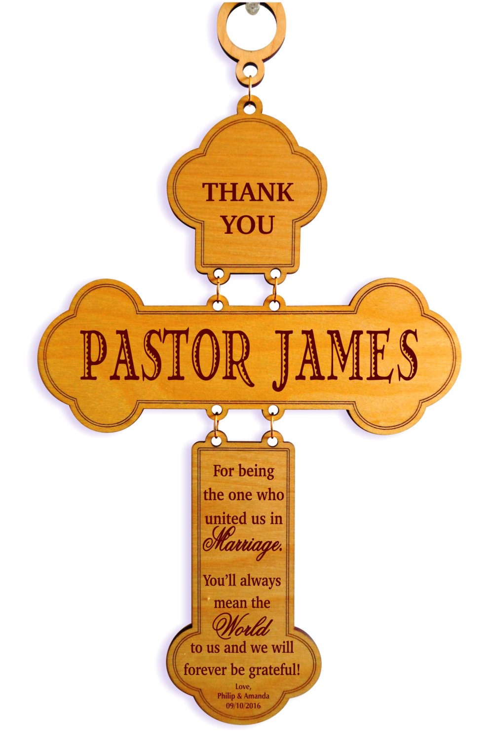 Wedding Officiant Gift | Engraved Gifts for Officiant | Personalized Wood Cross Wedding Thank You Gift for Pastor | Priest Proposal, DWO001