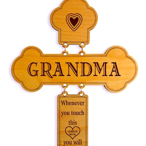 Engraved Grandma Mother's Day Gift: Custom Wood Cross, GDMA2