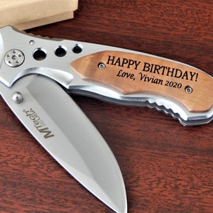 Personalized Folding Knife Gift for Boyfriend | Engraved Birthday Gifts for Men | Christmas Gifts for Husband | custom Hunting Knives