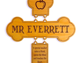 Custom Teacher Gift; Engraved Wood Wall Cross, GDT1
