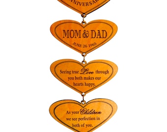 50th Golden Anniversary Gifts for Parents - Mom and Dad Gift from Children - Grandparents Hearts
