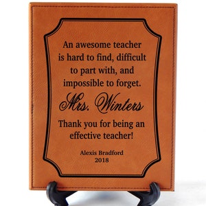 Personalized Wood Plaque Sign: Engraved Teacher Appreciation Gift, LT04