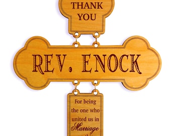 Engraved Wedding Priest Officiant Gift; Personalized Wood Cross, DWO002