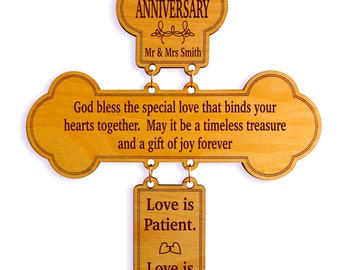 Wood Cross 50th Wedding Anniversary Gift for Couple | Personalized 40th Anniversary Gifts for Parents  Custom | Grandparents Gifts GDA04