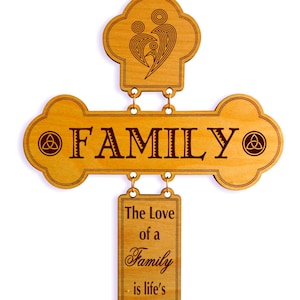 Custom Wood Cross Gift for New Home | Christian Housewarming Gifts | Personalized Religious Family Sign | Engraved Christmas Hanging Cross