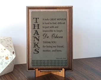 Engraved Professor Plaque: Personalized Mentor Teacher Gift, PLT002