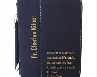 Catholic Priest Gift Bible Cover - Personalized Bible Case - Leather Gifts BCL010