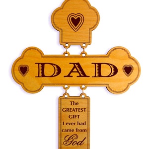 Birthday Gifts for Dad Father's Day Gift from Daughter Son Personalized Christmas Wall Cross image 1