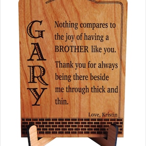 Unique Gift for Brother Gifts for Birthday Personalized Christmas Plaque from Sister, PLB019 image 1