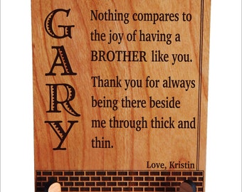 Unique Gift for Brother - Gifts for Birthday Personalized - Christmas Plaque from Sister, PLB019