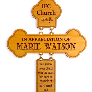 Religious Gift for Church Worker | Employee Appreciation Wood Cross | Custom Thank You Gifts | Personalized Christian Retirement Gifts