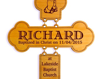 Catholic Baptism Gift - Personalized Baptismal Cross from Godparent - Gifts for Baby Girl - Boy Baptism, GDB1