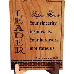 Gift for Team Leader Supervisor Birthday Gifts Personalized Plaque from Team Members, PBA004 image 1