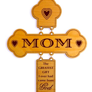 Birthday Gift for Mom Personalized Mommy Gifts Christmas Cross from Daughter Son, GDM4 image 1