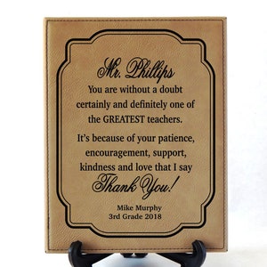 Custom Leather Plaque Sign Appreciation Gift for Teacher, LT05