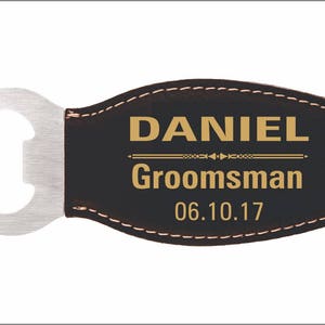 Groomsmen Gift Bottle Opener Personalized Leather Openers with Magnet Gift for Groomsman, LBO001 image 1