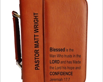 Christian Gifts for Pastor - Men Religious Gift - Personalized Bible Cover for Dad - Grandpa Engraved Case, BCL030