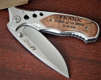 Pocket Knife Gift for Father of the Groom from Bride - Custom Engraved Wedding Gifts for Men