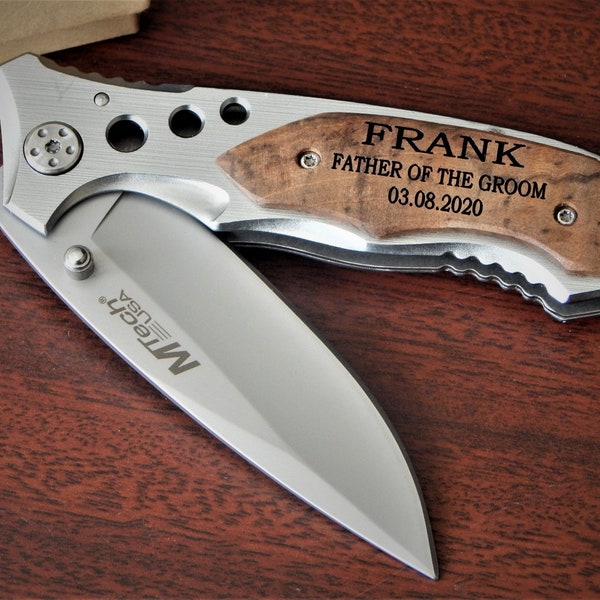 Pocket Knife Gift for Father of the Groom from Bride - Custom Engraved Wedding Gifts for Men