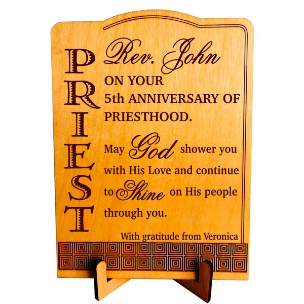 Anniversary of Priesthood Gift - Gifts for Priest - Personalized Ordination Plaque, PLP059