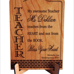 Pre-K Kindergarten Teacher Appreciation Gift from Student End of Year Preschool Personalized Plaque, PLT010 image 1