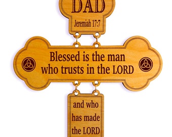 Personalized Dad Wood Cross: Custom Engraved Sign Gift  GDC01