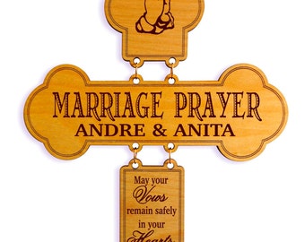 Wedding Gift for Couple - Personalized Religious Gifts - Anniversary Gifts from Parents - Unique Marriage Prayer Cross  CB