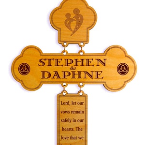 Christian Wedding Gifts for Couple | Engraved Wood Cross | Newlyweds Religious Gift | Personalized Marriage Prayer for Home | custom Gifts