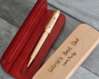 Engraved Handwriting Gift for Dad: Personalized Wood Pen Set