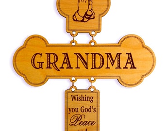 Grandma Birthday Gift - Gift for Mom from Daughter and Grandchildren - Mothers Day Wall Cross, GDMA3