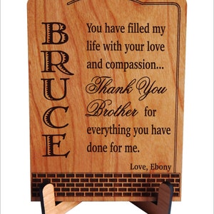 Christmas Gift for Brother Birthday Gifts Personalized Plaque from Sister, PLB023 image 2